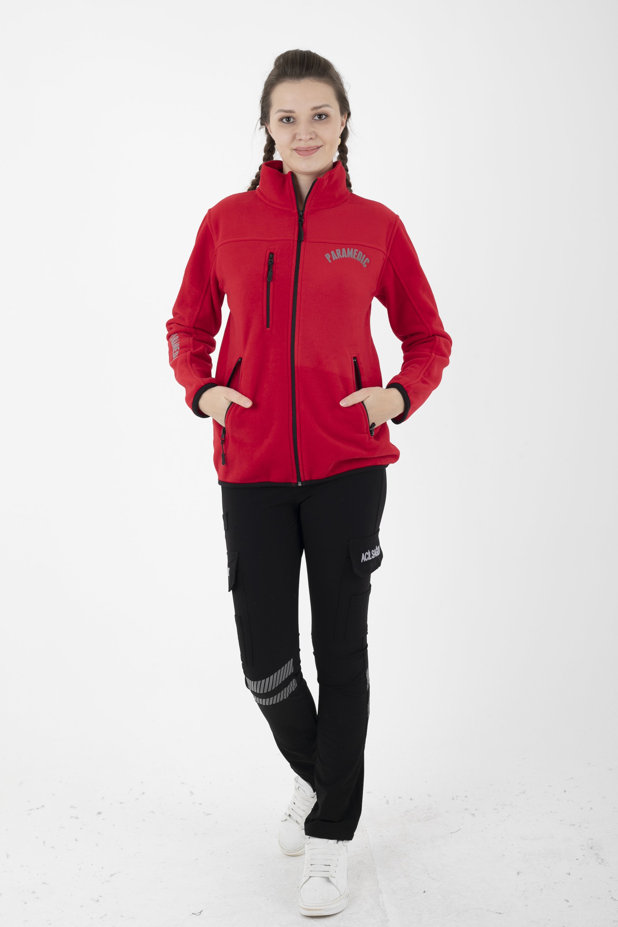 Paramedik Fermuarlı Kırmızı Polar (Unisex)