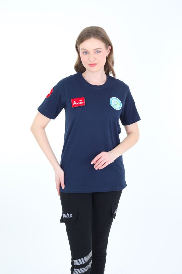 Yeni Evde Sağlık Lacivert Penye T-shirt (Unisex)