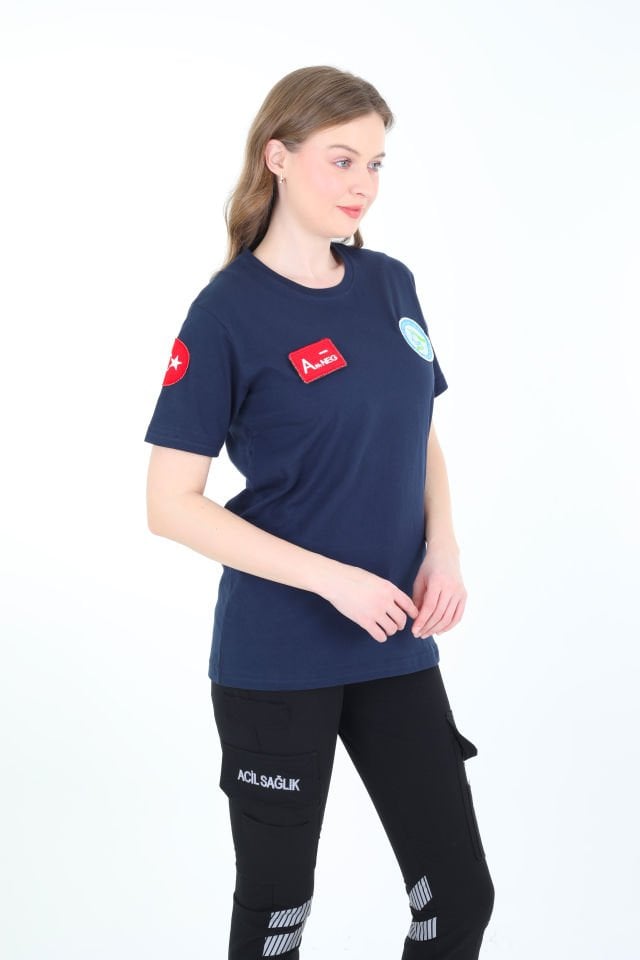 Yeni Evde Sağlık Lacivert Penye T-shirt (Unisex)
