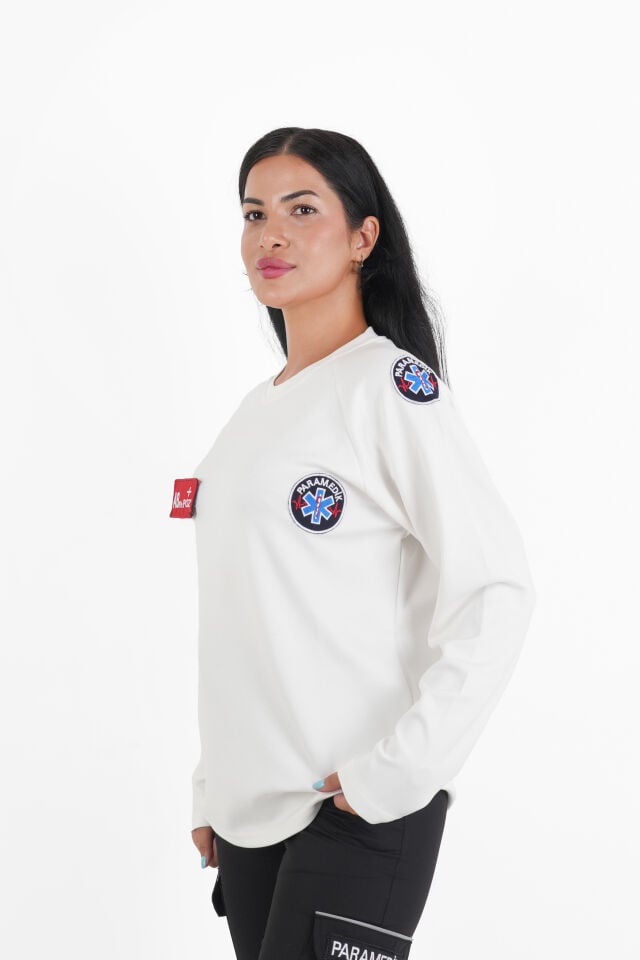 Paramedik Beyaz Oysho Kumaş Sıfır Yaka Swit (Unisex)