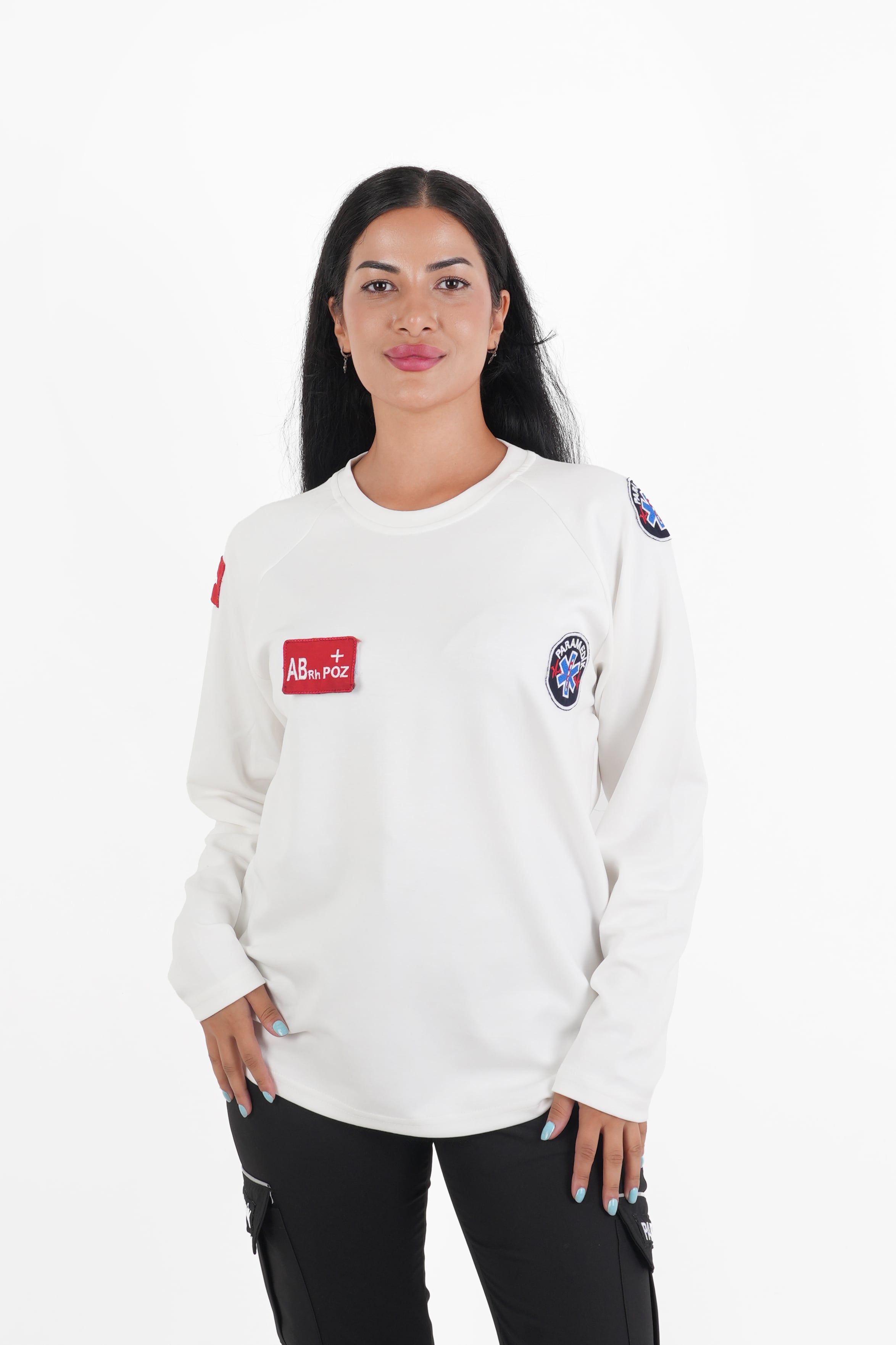 Paramedik Beyaz Oysho Kumaş Sıfır Yaka Swit (Unisex)
