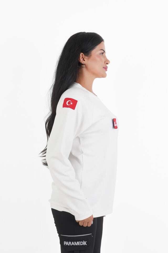 Paramedik Beyaz Oysho Kumaş Sıfır Yaka Swit (Unisex)