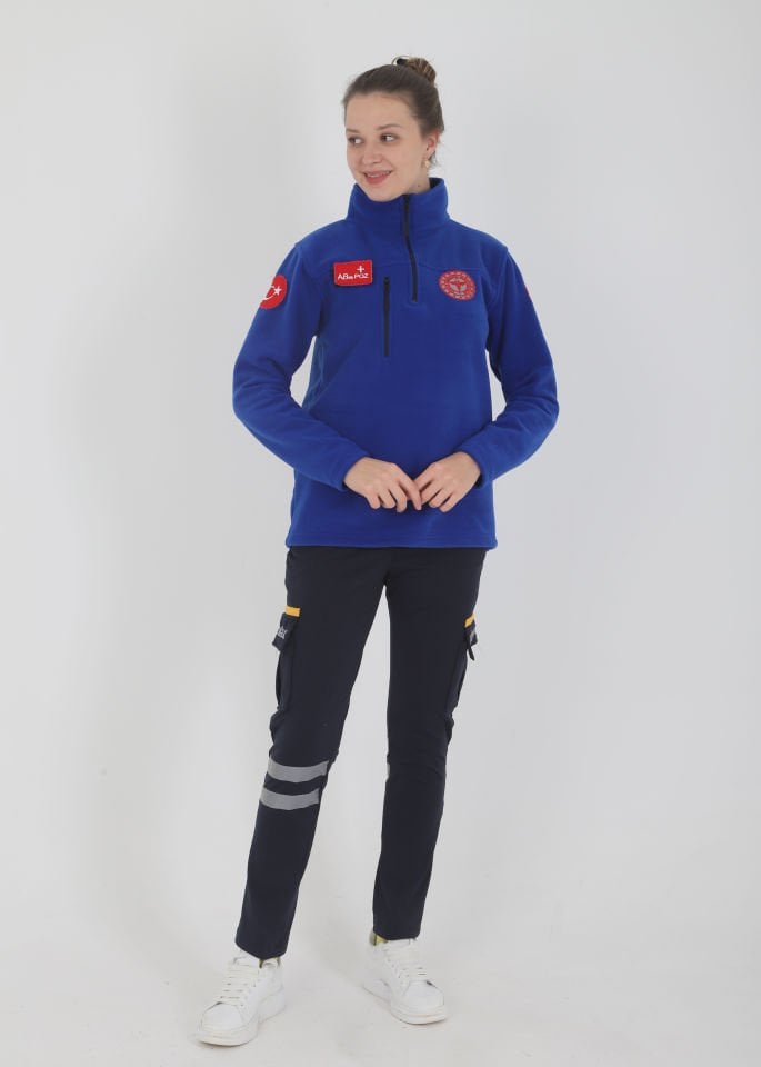 Yeni 112 Acil Sağlık Sax Mavisi Fermuarlı Swit (Unisex)
