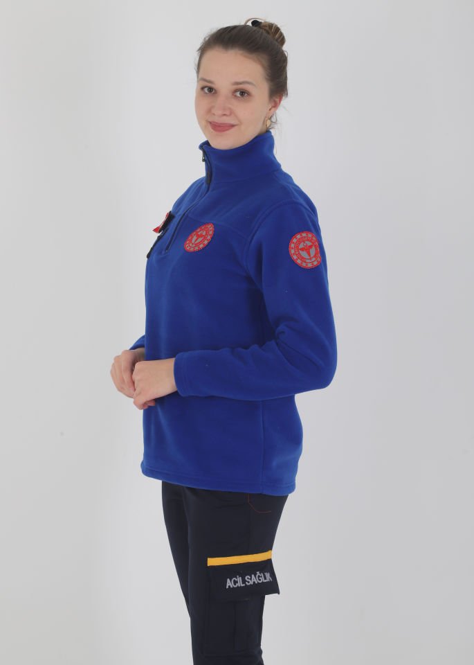 Yeni 112 Acil Sağlık Sax Mavisi Fermuarlı Swit (Unisex)