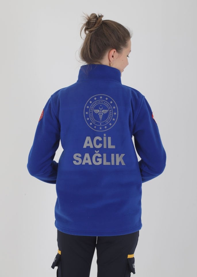 Yeni 112 Acil Sağlık Sax Mavisi Fermuarlı Swit (Unisex)