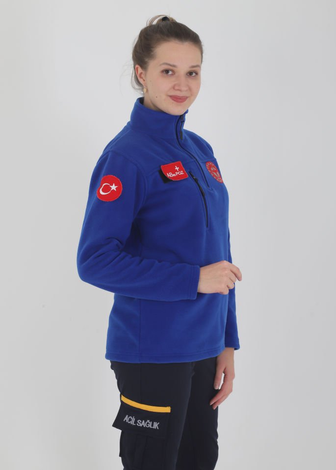 Yeni 112 Acil Sağlık Sax Mavisi Fermuarlı Swit (Unisex)