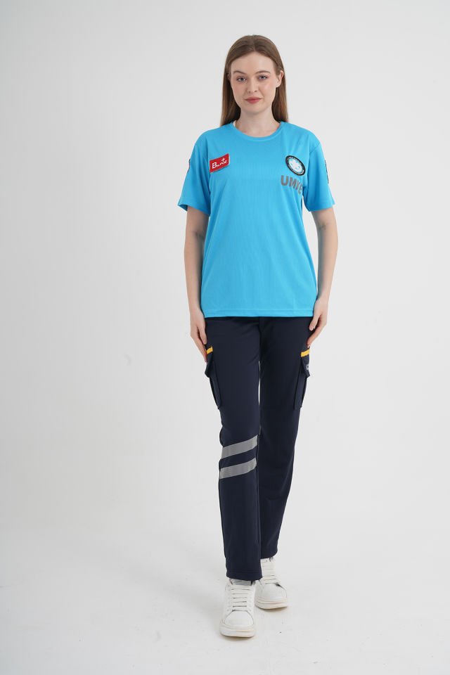 UMKE Turkuaz Sıfır Yaka Comfort T-shirt (Unisex-Fileli)