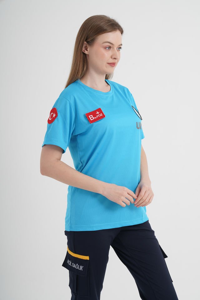 UMKE Turkuaz Sıfır Yaka Comfort T-shirt (Unisex-Fileli)