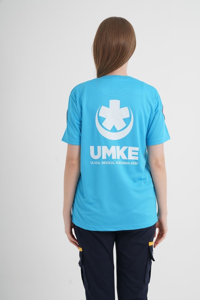 UMKE Turkuaz Sıfır Yaka Comfort T-shirt (Unisex-Fileli)