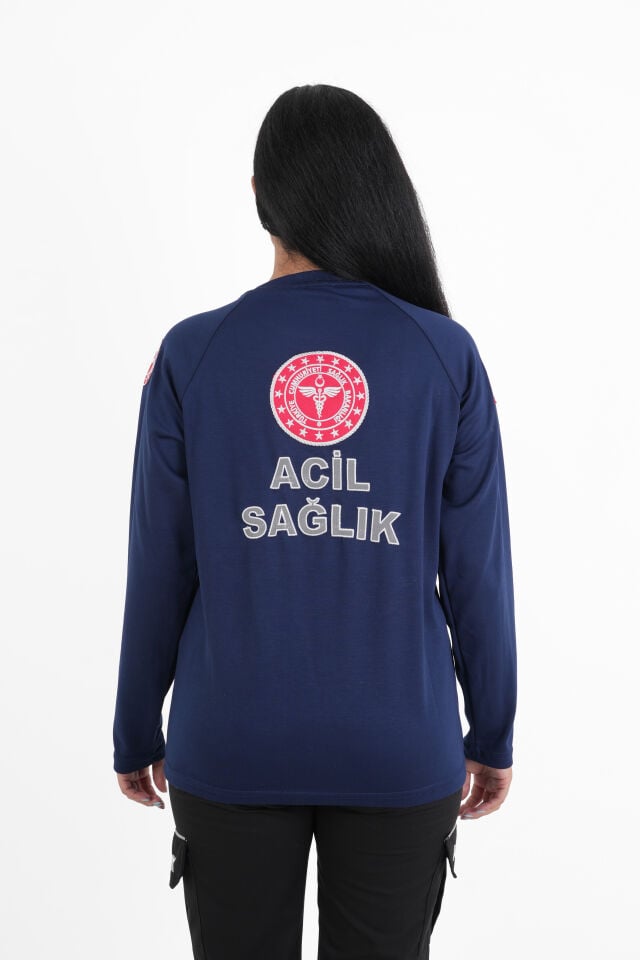 112 Acil Sağlık Lacivert Oysho Kumaş Sıfır Yaka Swit (Unisex)