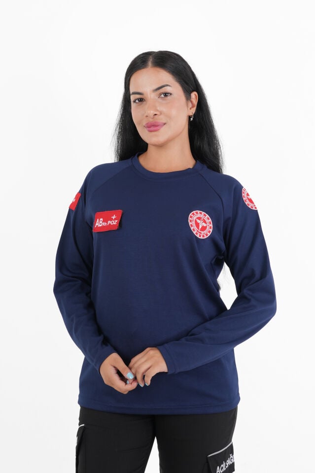 112 Acil Sağlık Lacivert Oysho Kumaş Sıfır Yaka Swit (Unisex)