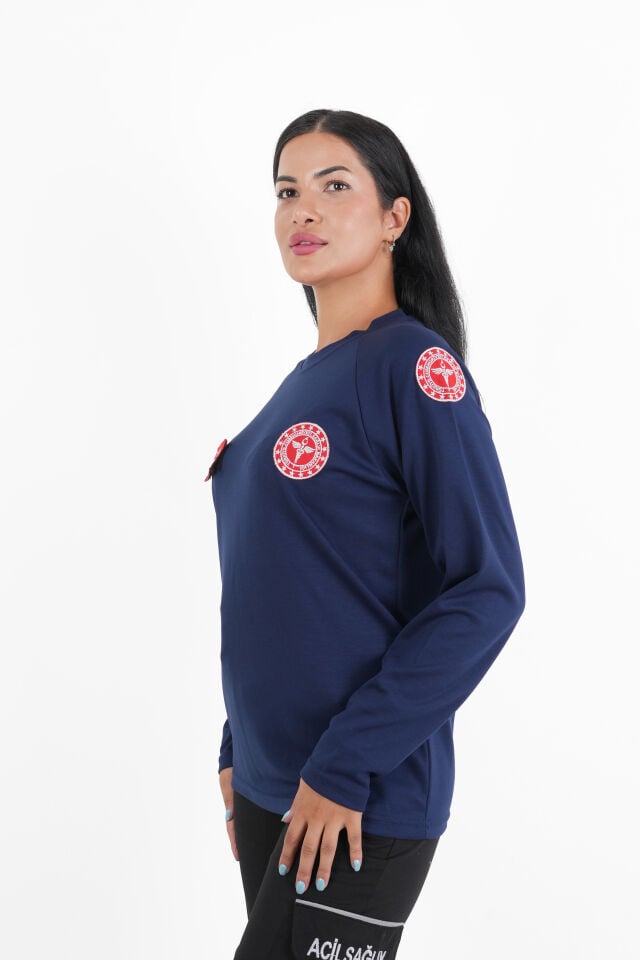 112 Acil Sağlık Lacivert Oysho Kumaş Sıfır Yaka Swit (Unisex)
