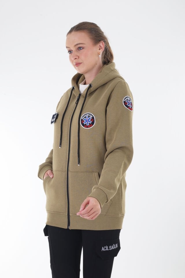Paramedik Açık Kahve Kapşonlu Polar (Unisex)