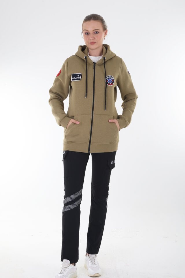 Paramedik Açık Kahve Kapşonlu Polar (Unisex)