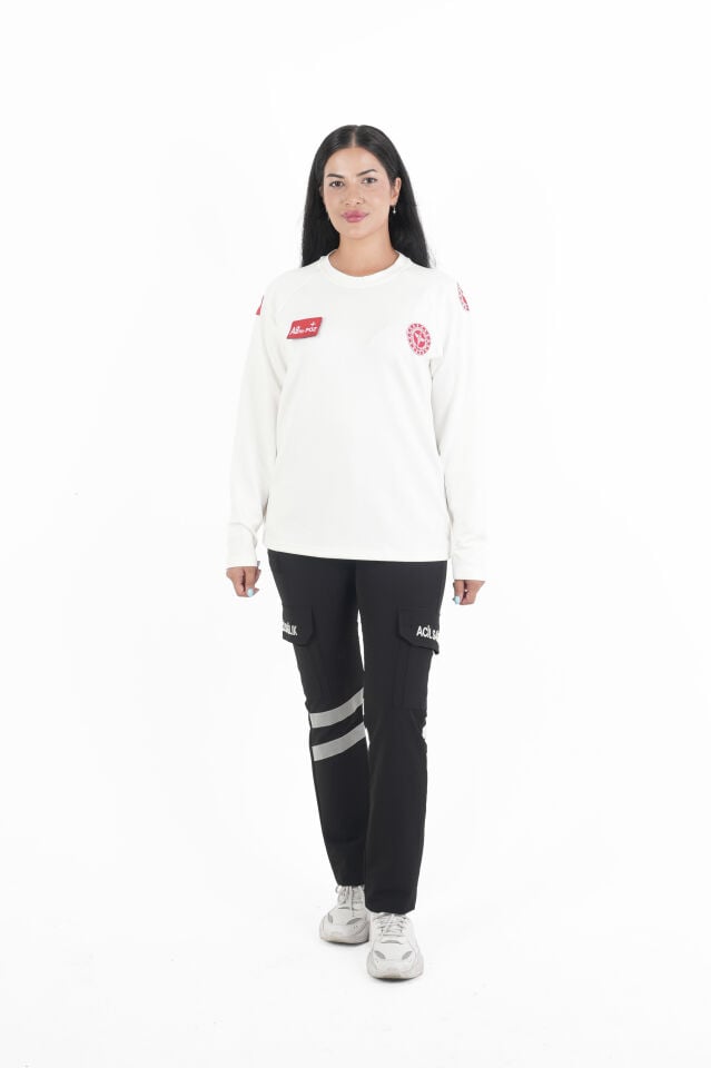 112 Acil Sağlık Beyaz Oysho Kumaş Sıfır Yaka Swit (Unisex)