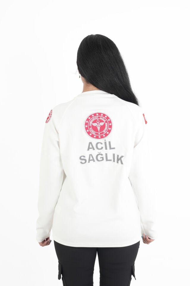112 Acil Sağlık Beyaz Oysho Kumaş Sıfır Yaka Swit (Unisex)