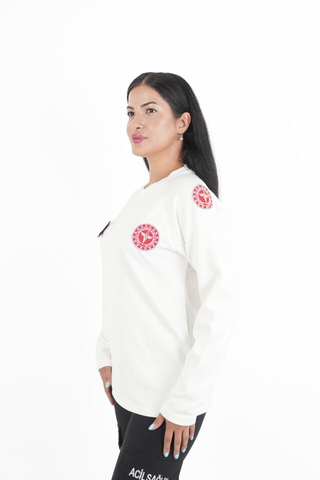 112 Acil Sağlık Beyaz Oysho Kumaş Sıfır Yaka Swit (Unisex)
