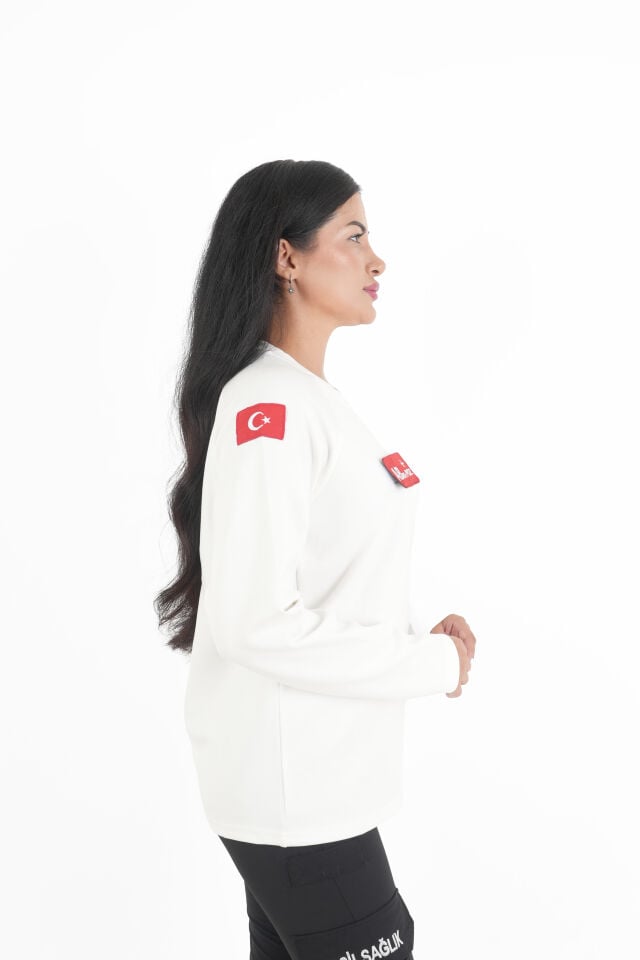 112 Acil Sağlık Beyaz Oysho Kumaş Sıfır Yaka Swit (Unisex)