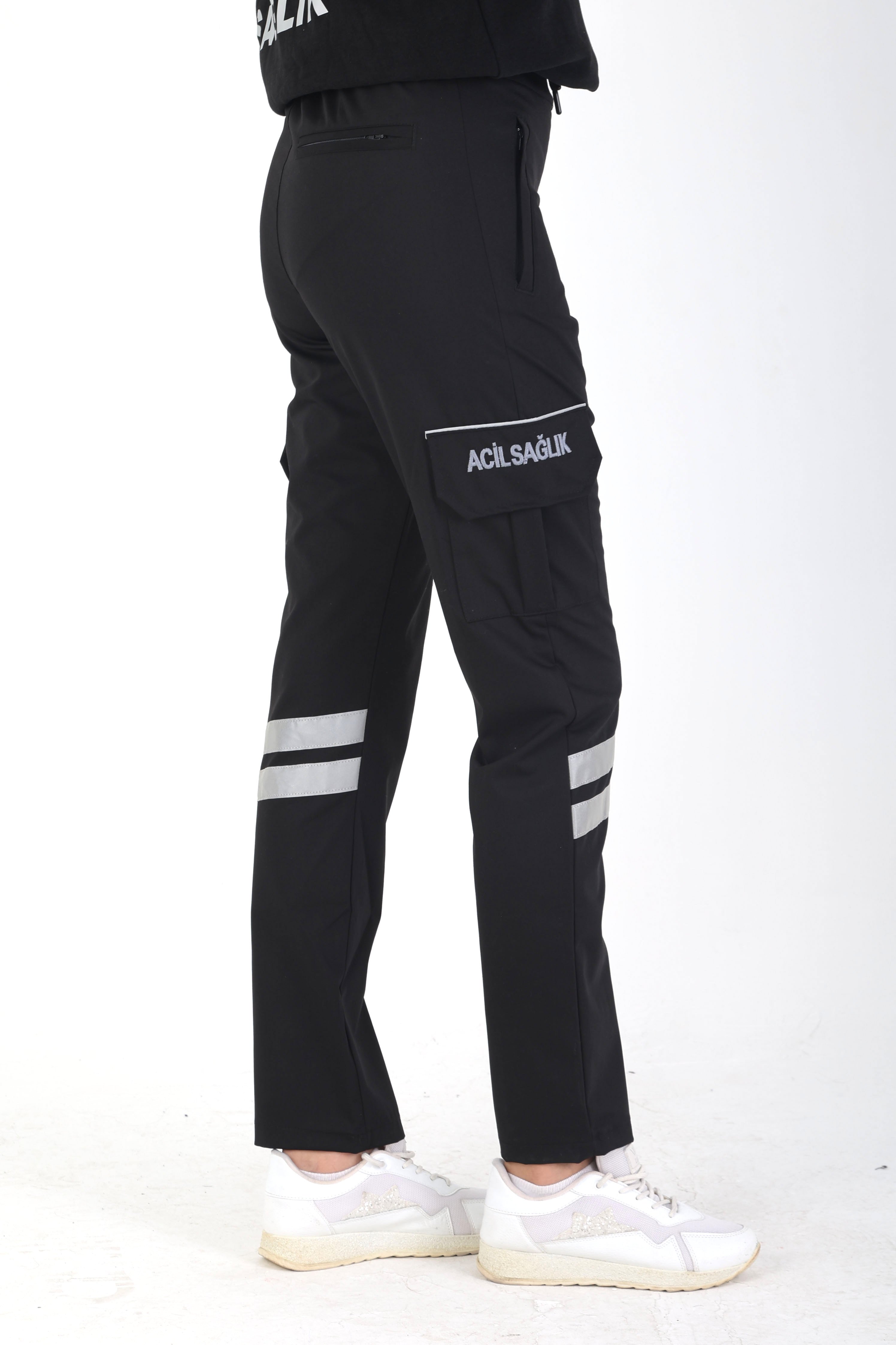 YENİ 112 Acil Sağlık Kışlık Siyah Likralı Eşofman Pantolon (Unisex)