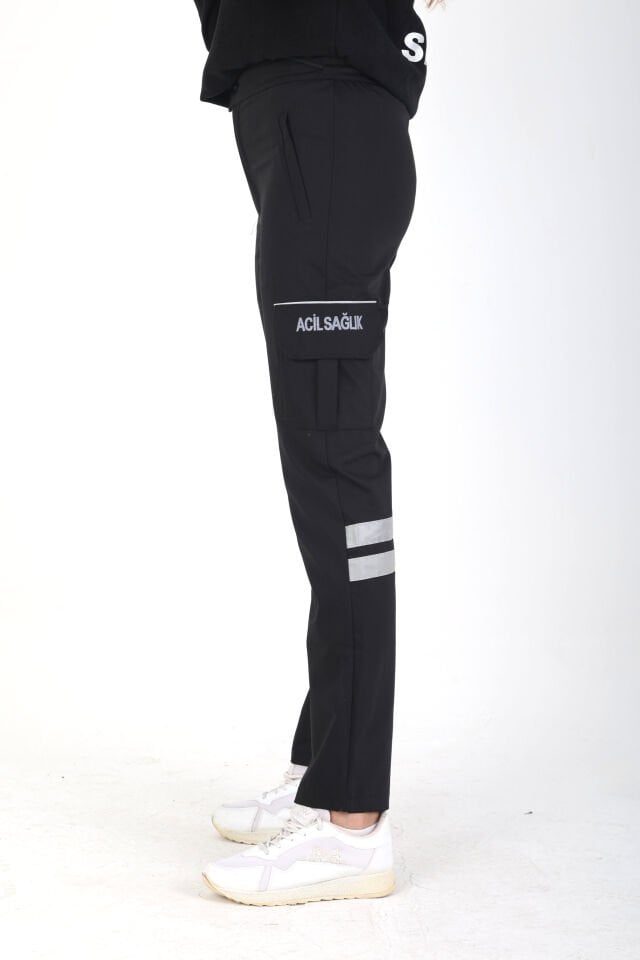 YENİ 112 Acil Sağlık Kışlık Siyah Likralı Eşofman Pantolon (Unisex)