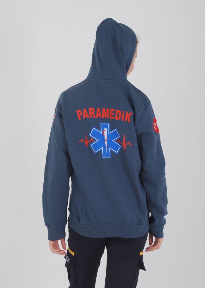 Yeni Paramedik Indigo Mavisi Kapşonlu Polar (Unisex)