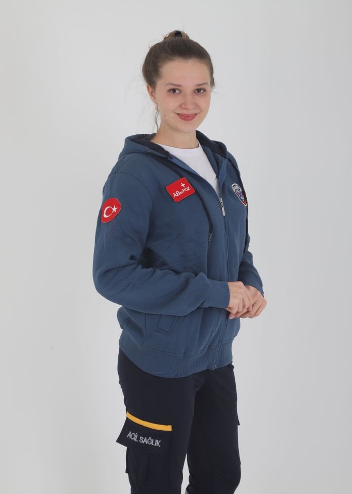 Yeni Paramedik Indigo Mavisi Kapşonlu Polar (Unisex)