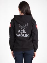 Yeni Siyah 112 Acil Sağlık Kapşonlu Swit (UNİSEX)