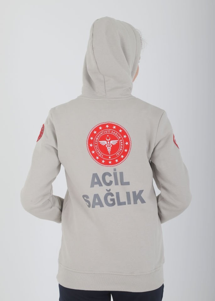 Yeni 112 Acil Sağlık Bej Kapşonlu Swit (Unisex)