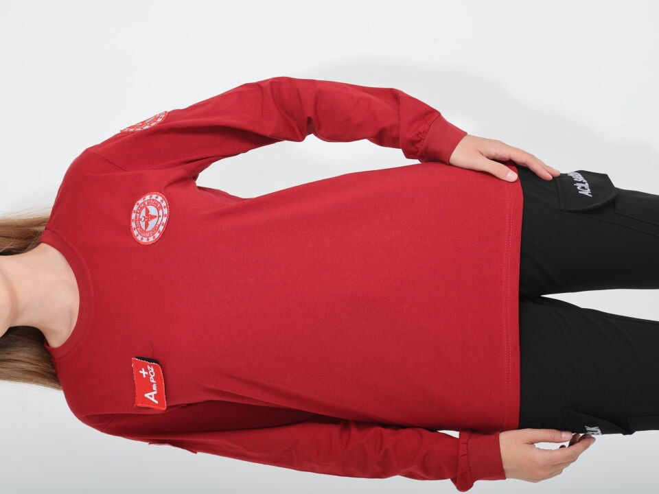 Yeni Acil Sağlık Bordo Sıfır Yaka Penye Uzun Kol (Unisex)