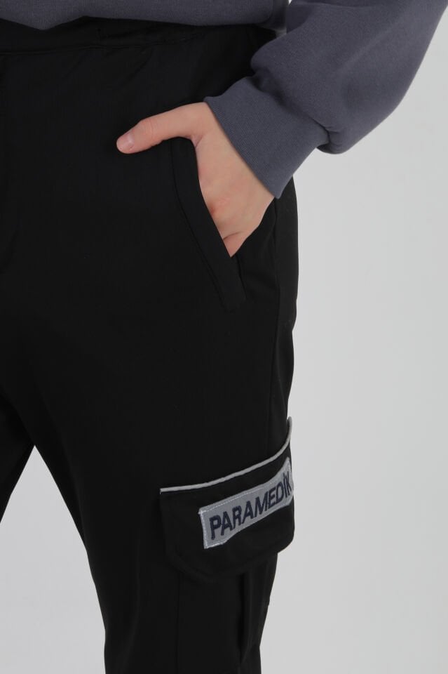 YENİ Paramedik Kışlık Siyah Likralı Eşofman Pantolon (Unisex)
