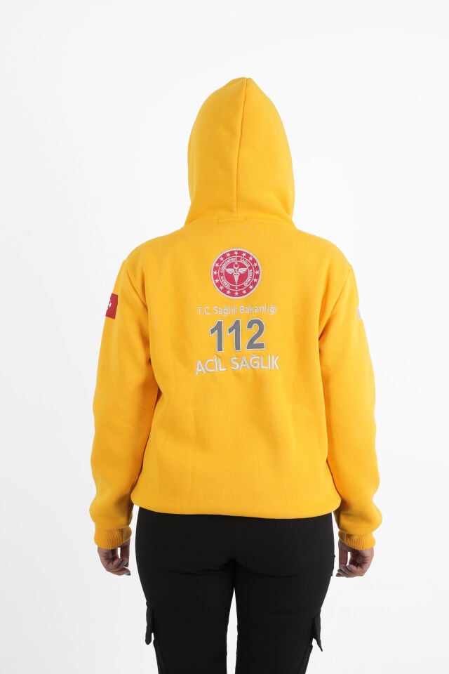 Sağlık Bakanlığı 112 Acil Sarı Kapşonlu Polar (Unisex)