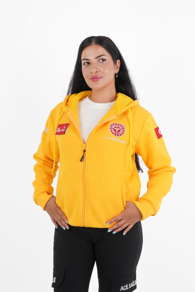 Sağlık Bakanlığı 112 Acil Sarı Kapşonlu Polar (Unisex)