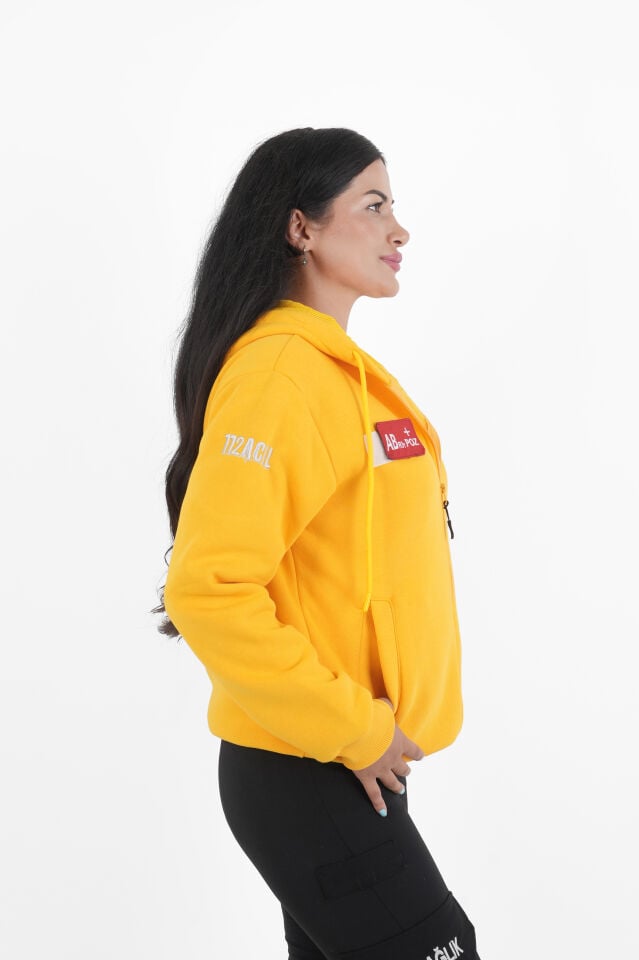 Sağlık Bakanlığı 112 Acil Sarı Kapşonlu Polar (Unisex)