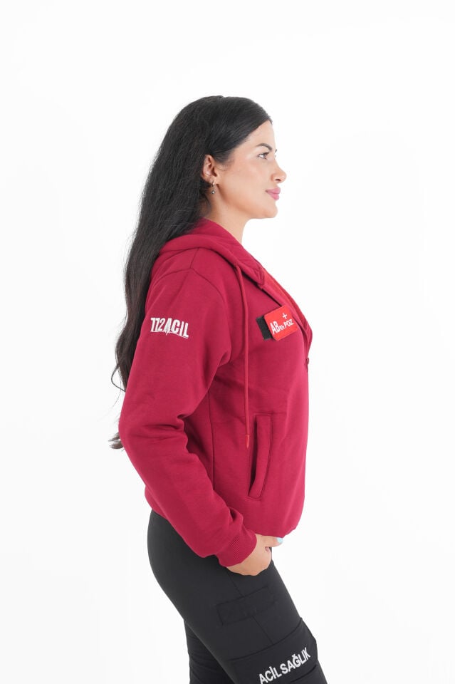 Sağlık Bakanlığı 112 Acil Bordo Kapşonlu Polar (Unisex)
