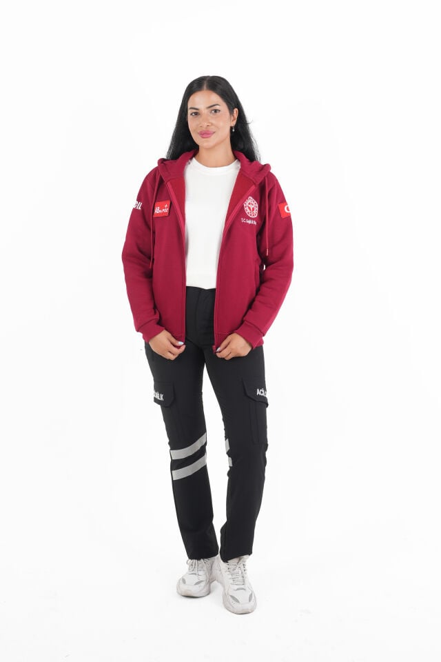 Sağlık Bakanlığı 112 Acil Bordo Kapşonlu Polar (Unisex)