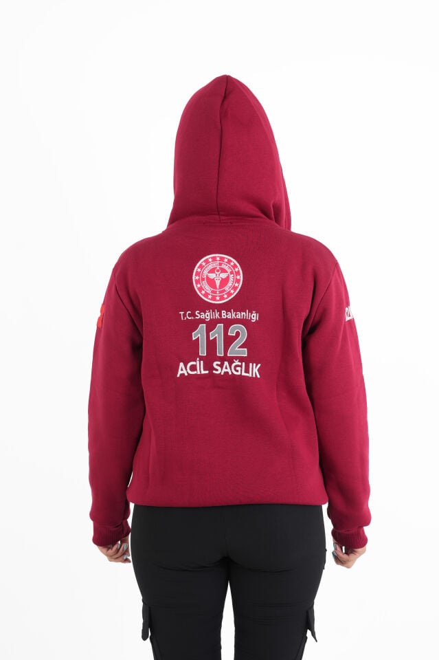 Sağlık Bakanlığı 112 Acil Bordo Kapşonlu Polar (Unisex)