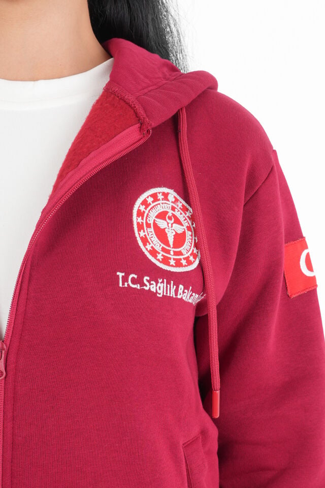 Sağlık Bakanlığı 112 Acil Bordo Kapşonlu Polar (Unisex)