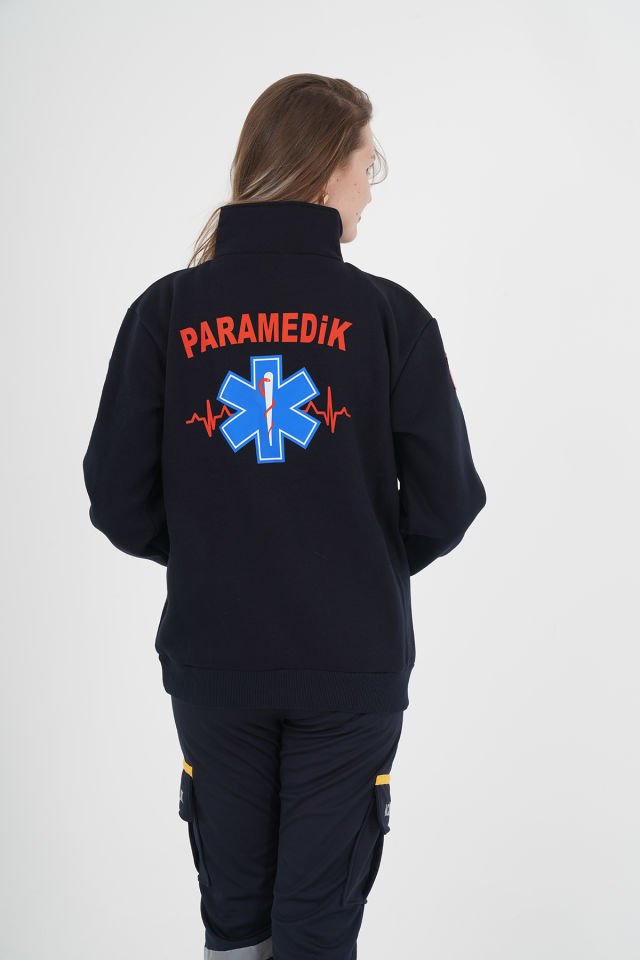 Yeni Paramedik Lacivert Fermuarlı Swit (Unisex-3 İplik Kumaş)