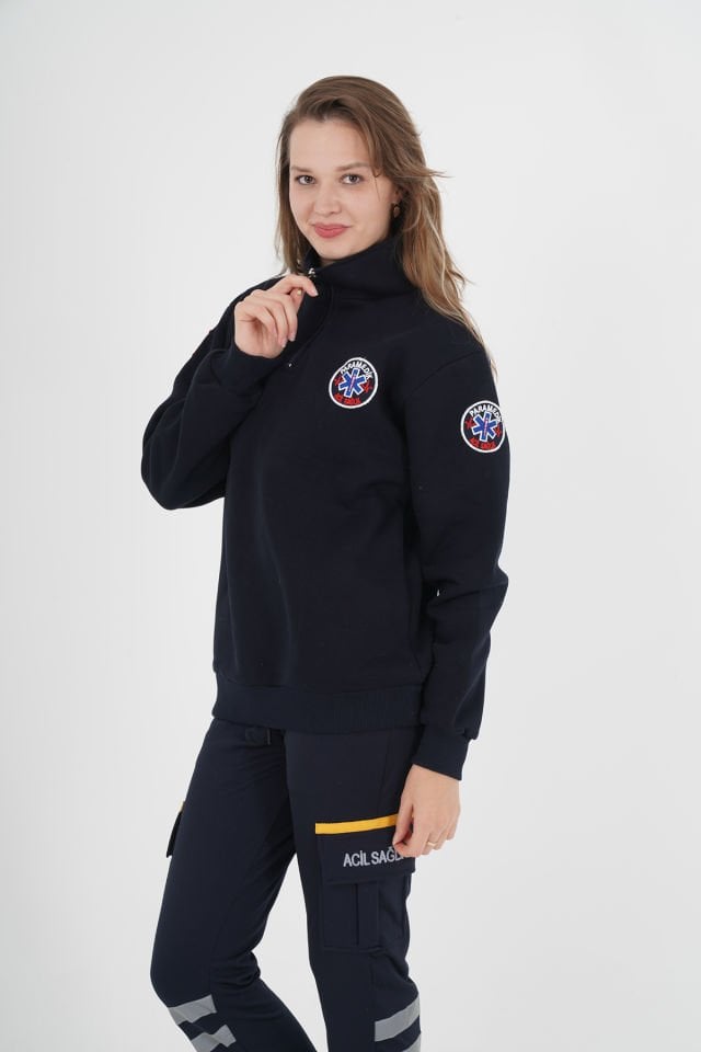 Yeni Paramedik Lacivert Fermuarlı Swit (Unisex-3 İplik Kumaş)