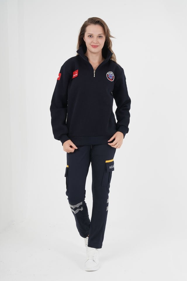 Yeni Paramedik Lacivert Fermuarlı Swit (Unisex-3 İplik Kumaş)