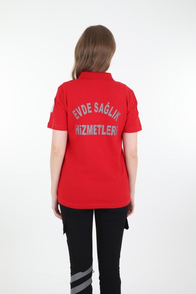 Evde Sağlık Kırmızı Lacost T-Shirt (Unisex)