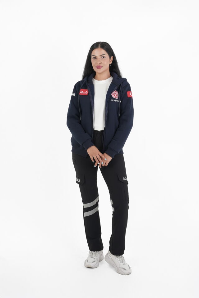 Sağlık Bakanlığı 112 Acil Lacivert Kapşonlu Polar (Unisex)