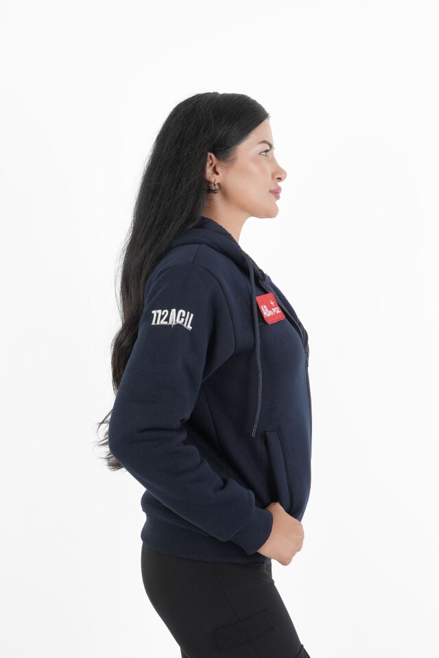 Sağlık Bakanlığı 112 Acil Lacivert Kapşonlu Polar (Unisex)
