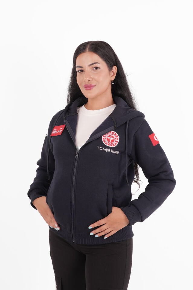 Sağlık Bakanlığı 112 Acil Lacivert Kapşonlu Polar (Unisex)