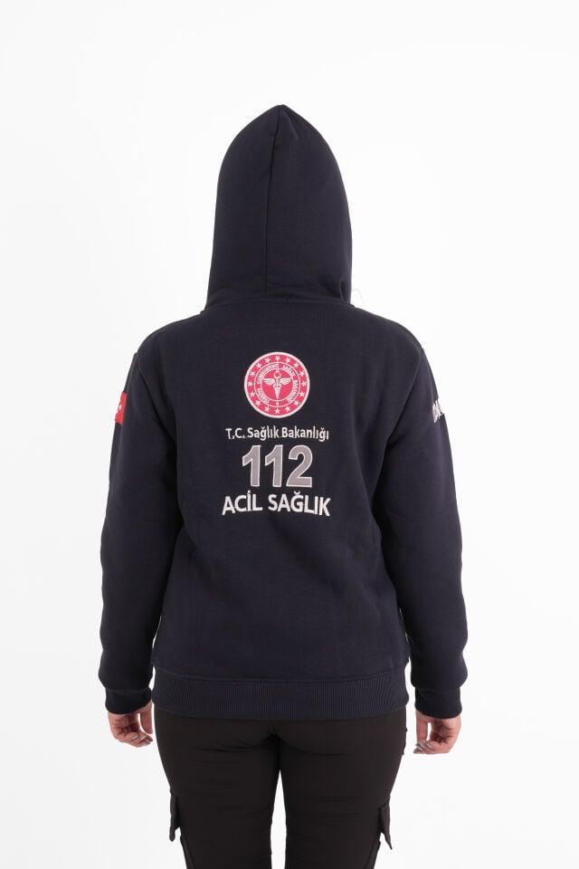 Sağlık Bakanlığı 112 Acil Lacivert Kapşonlu Polar (Unisex)