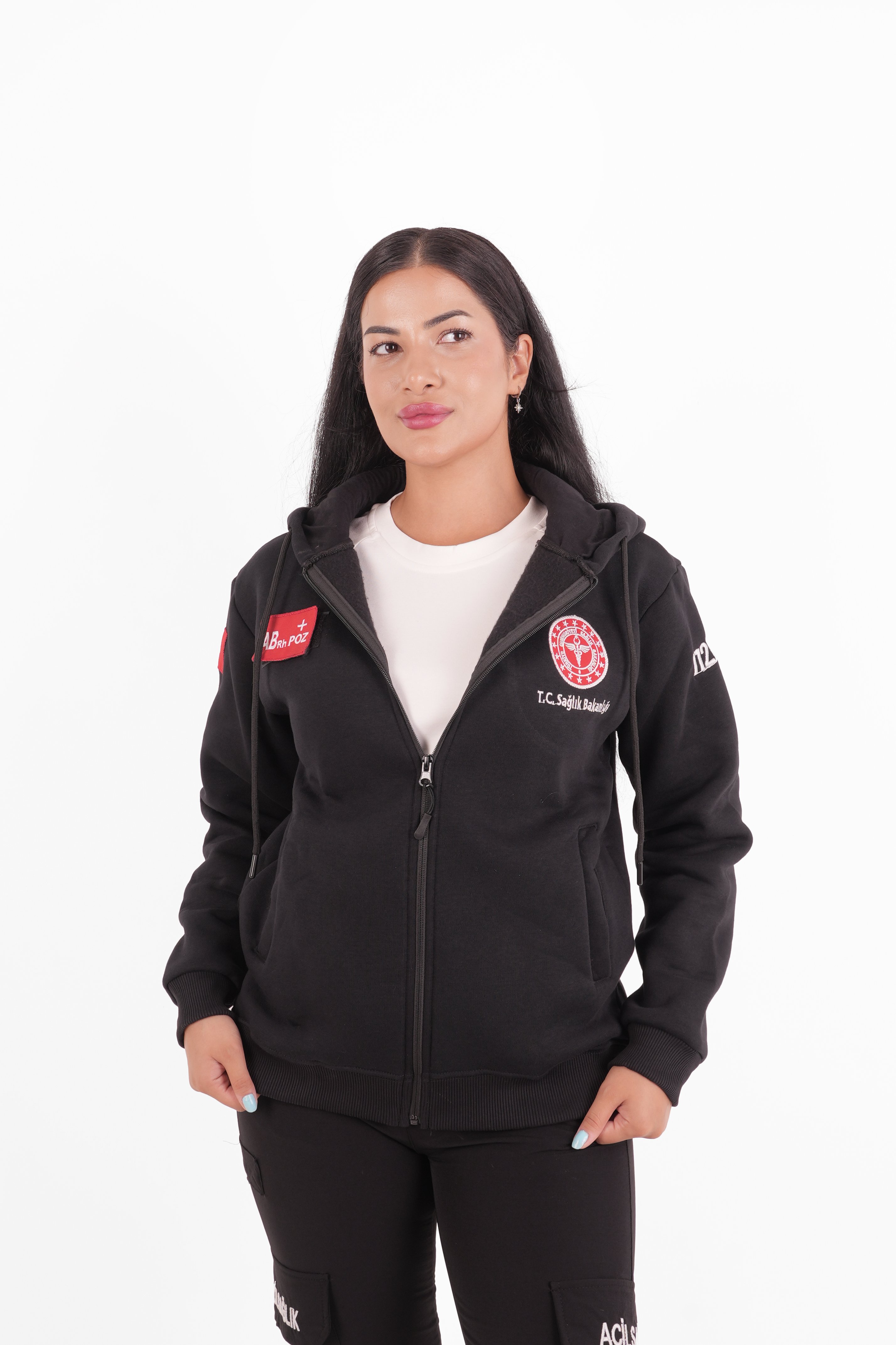 Sağlık Bakanlığı 112 Acil Siyah Kapşonlu Polar (Unisex)