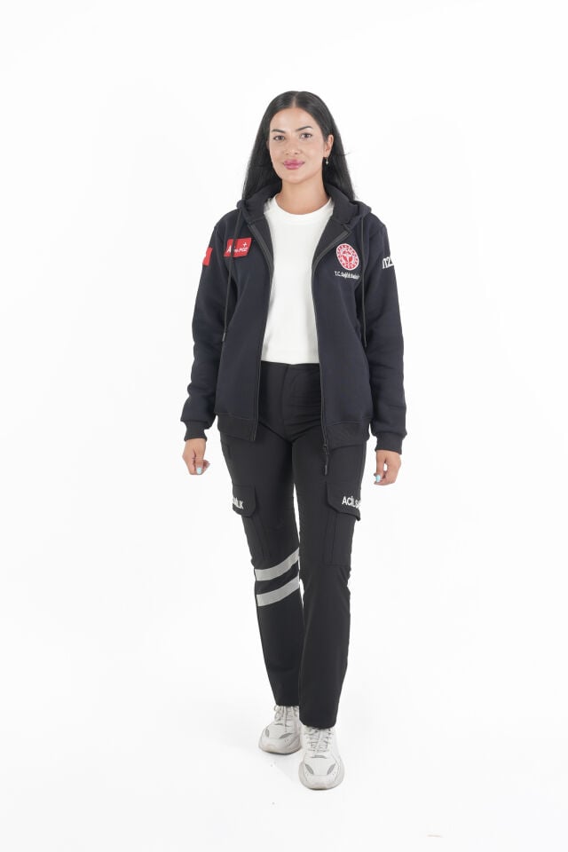 Sağlık Bakanlığı 112 Acil Siyah Kapşonlu Polar (Unisex)