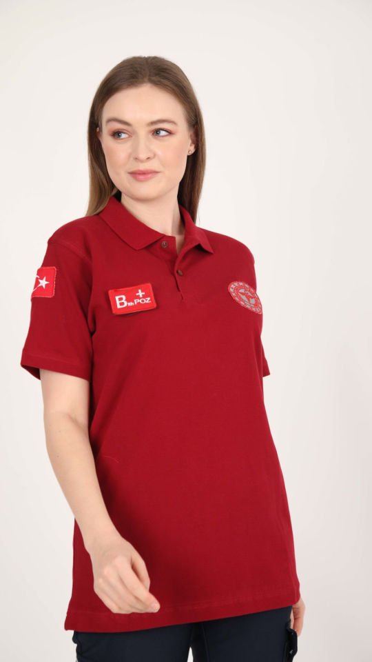 Evde Sağlık Bordo Lacost T-shirt (Unisex)