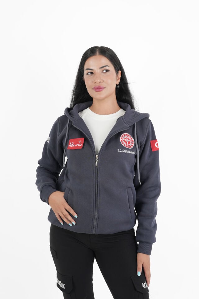 Sağlık Bakanlığı Füme 112 Acil Kapşonlu Polar (Unisex)