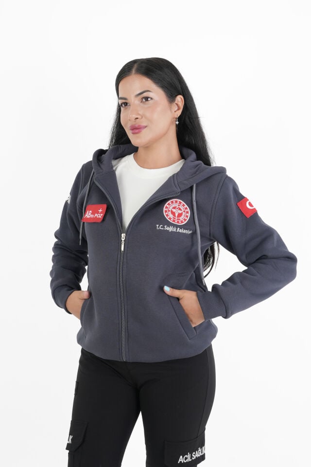Sağlık Bakanlığı Füme 112 Acil Kapşonlu Polar (Unisex)